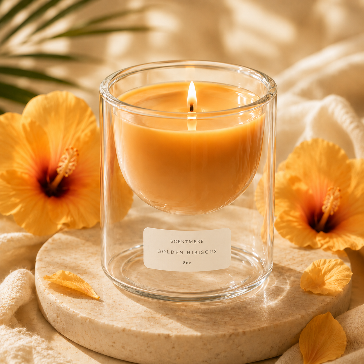 Golden Hibiscus | Tropical Flowers & Coconut Water Candle