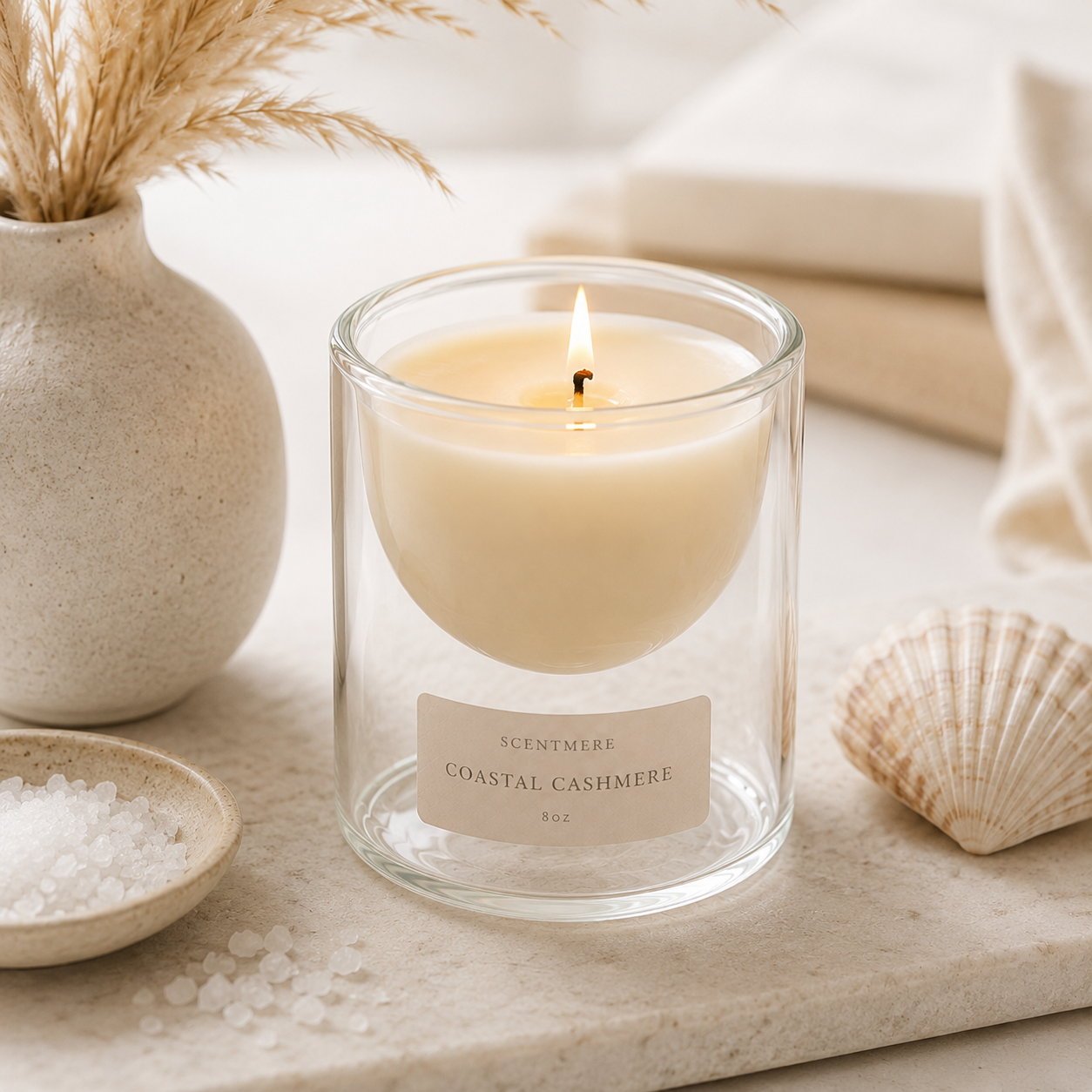 Coastal Cashmere – Linen, Sandalwood & White Tea Candle