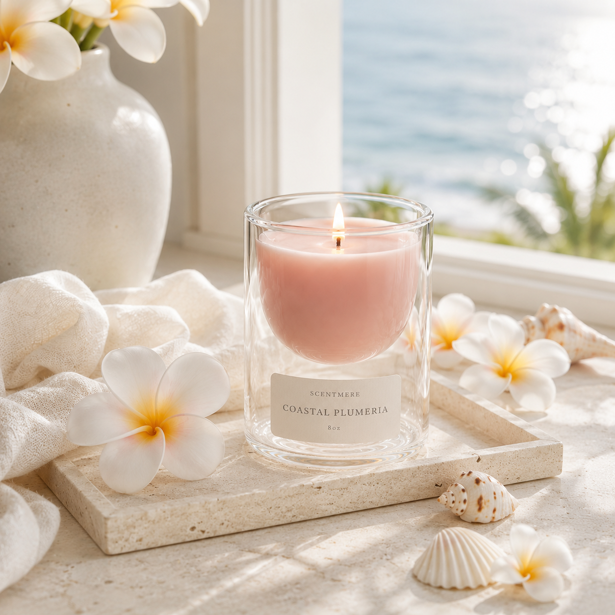 Coastal Plumeria | Tropical Flowers & Sea Air Candle