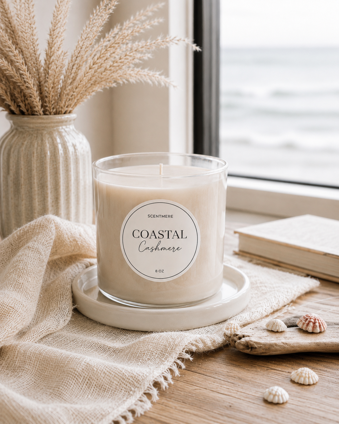 Coastal Cashmere – Linen, Sandalwood & White Tea Candle