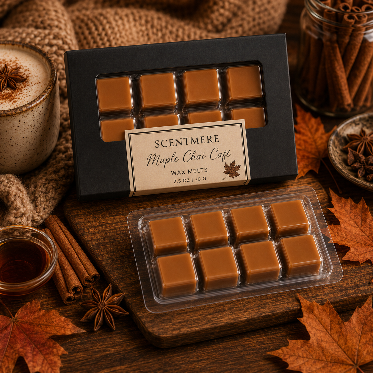 Maple Chai Café Wax Melts | Cozy Chai Luxury Wax Bar