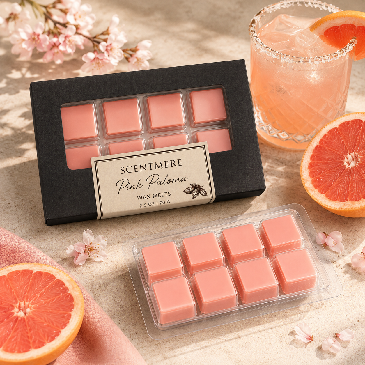 Pink Paloma Wax Melts | Grapefruit Citrus Luxury Wax Bar