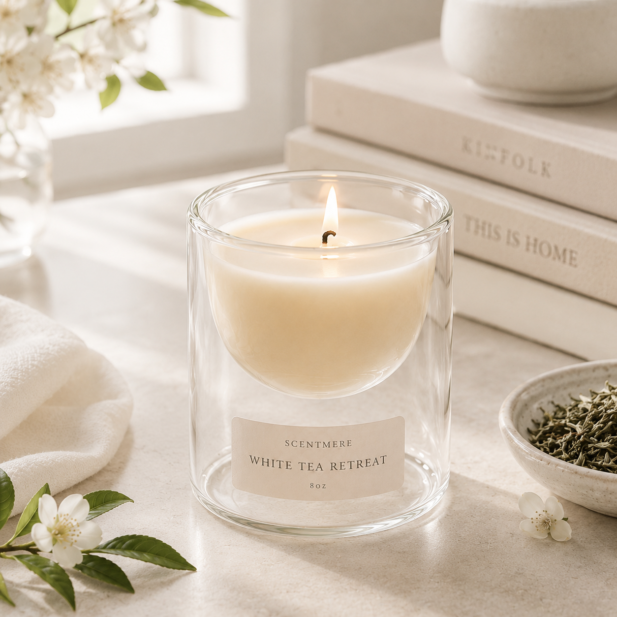 White Tea Retreat – Bergamot, Matcha & Jasmine Candle