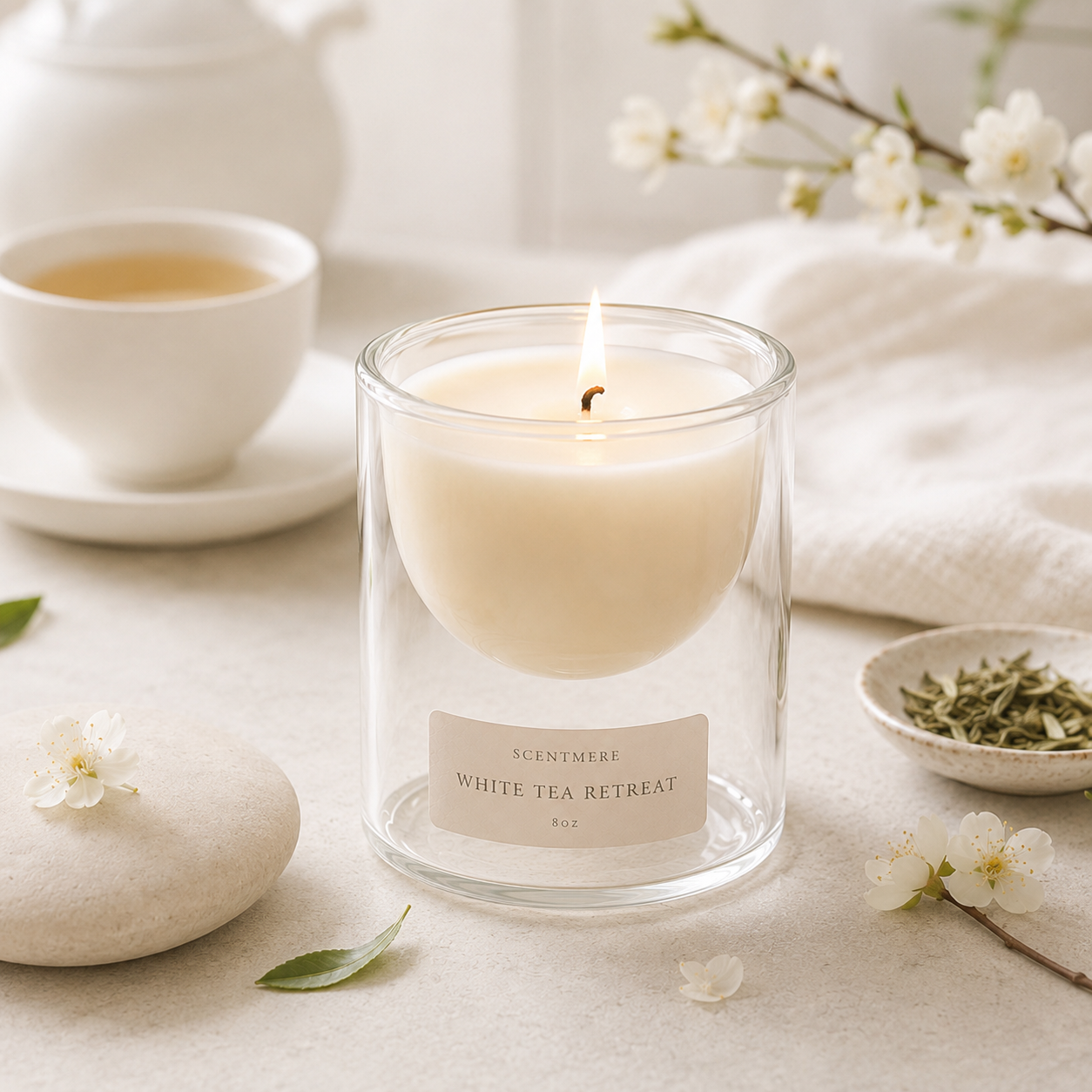White Tea Retreat – Bergamot, Matcha & Jasmine Candle