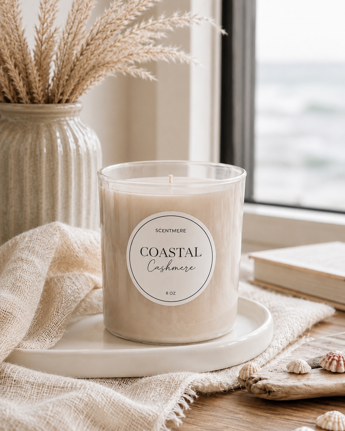 Coastal Cashmere – Linen, Sandalwood & White Tea Candle