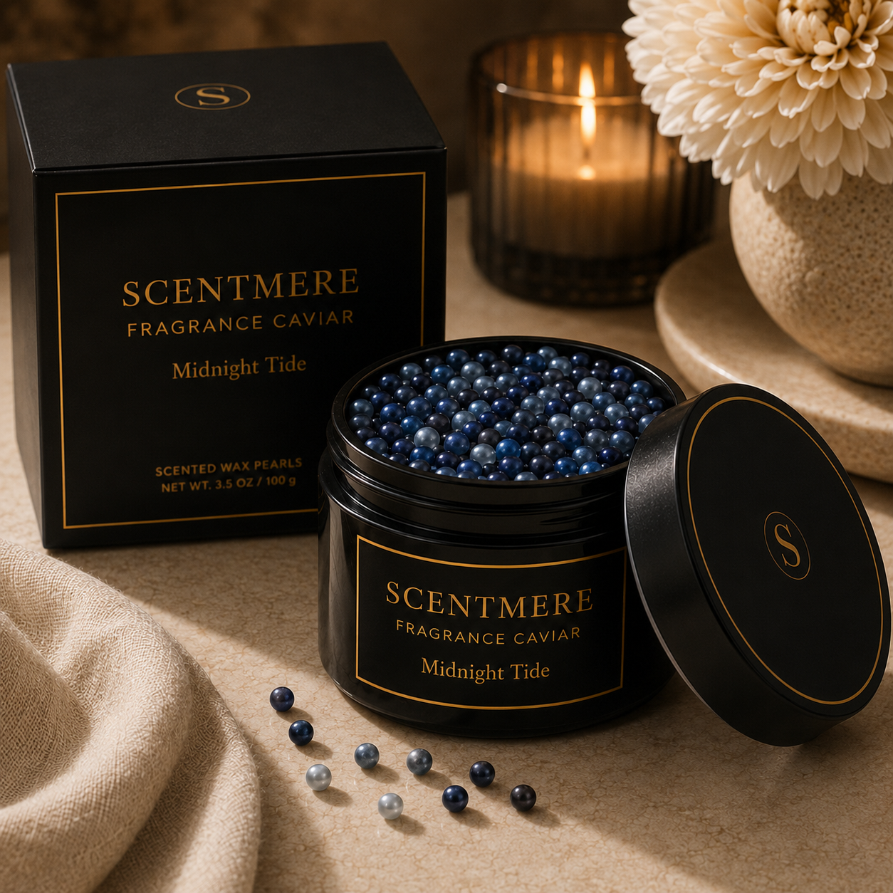 Midnight Tide Fragrance Caviar™ | Marine Air, Sea Salt, Cedarwood & Dark Musk