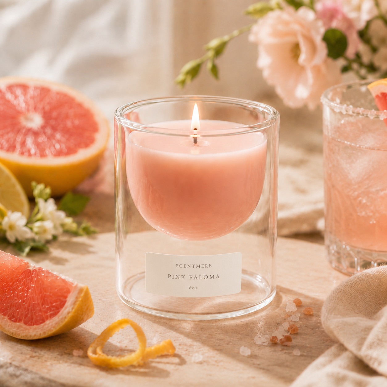 Pink Paloma | Grapefruit, Citrus & White Candle