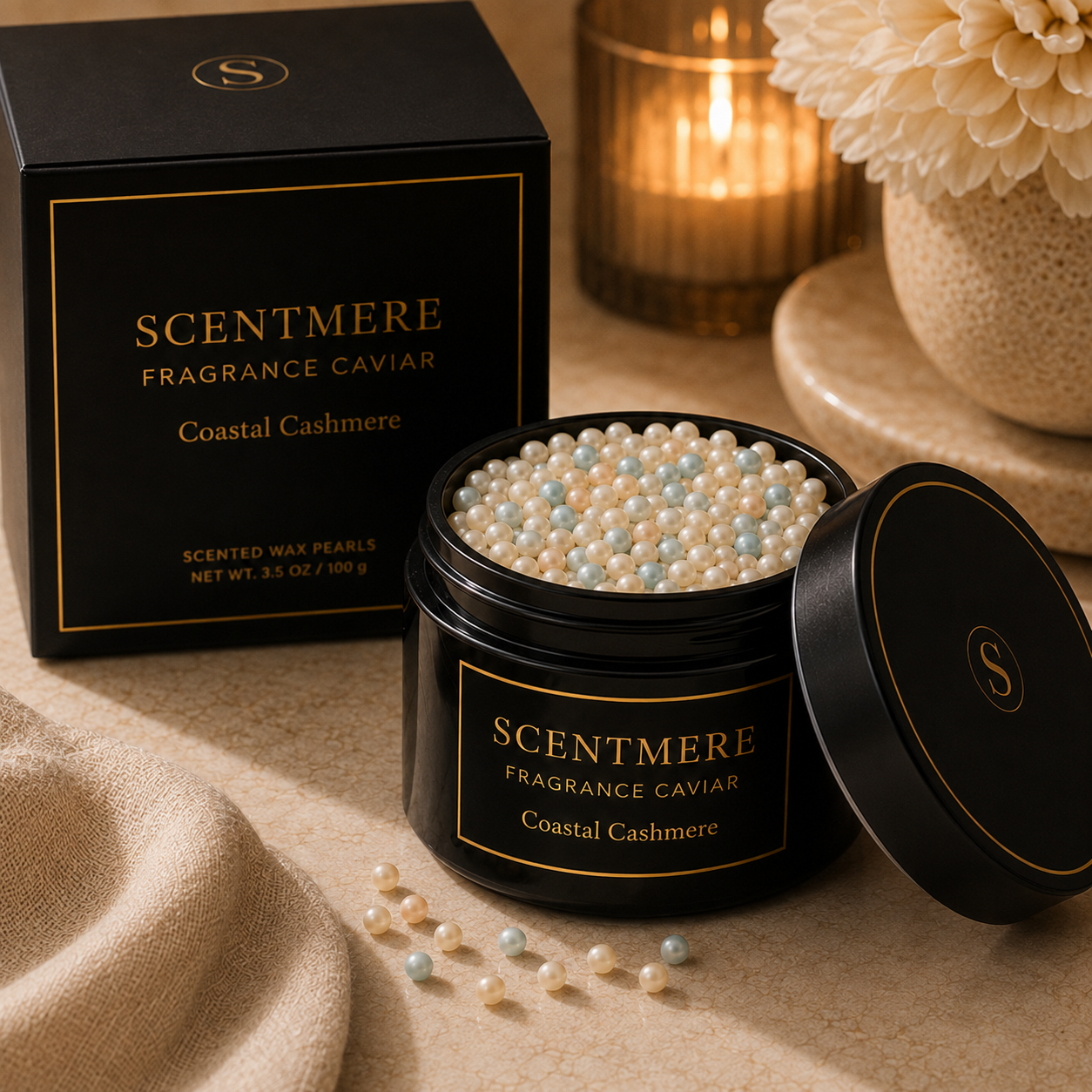 Coastal Cashmere Fragrance Caviar™ | Sea Salt, Bergamot, Sandalwood & Cashmere Musk