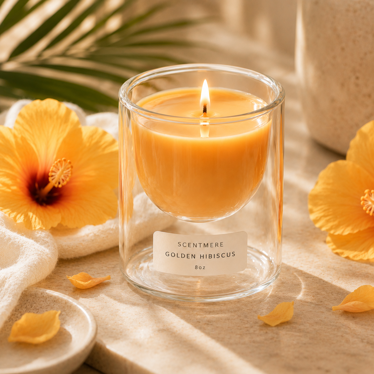 Golden Hibiscus | Tropical Flowers & Coconut Water Candle