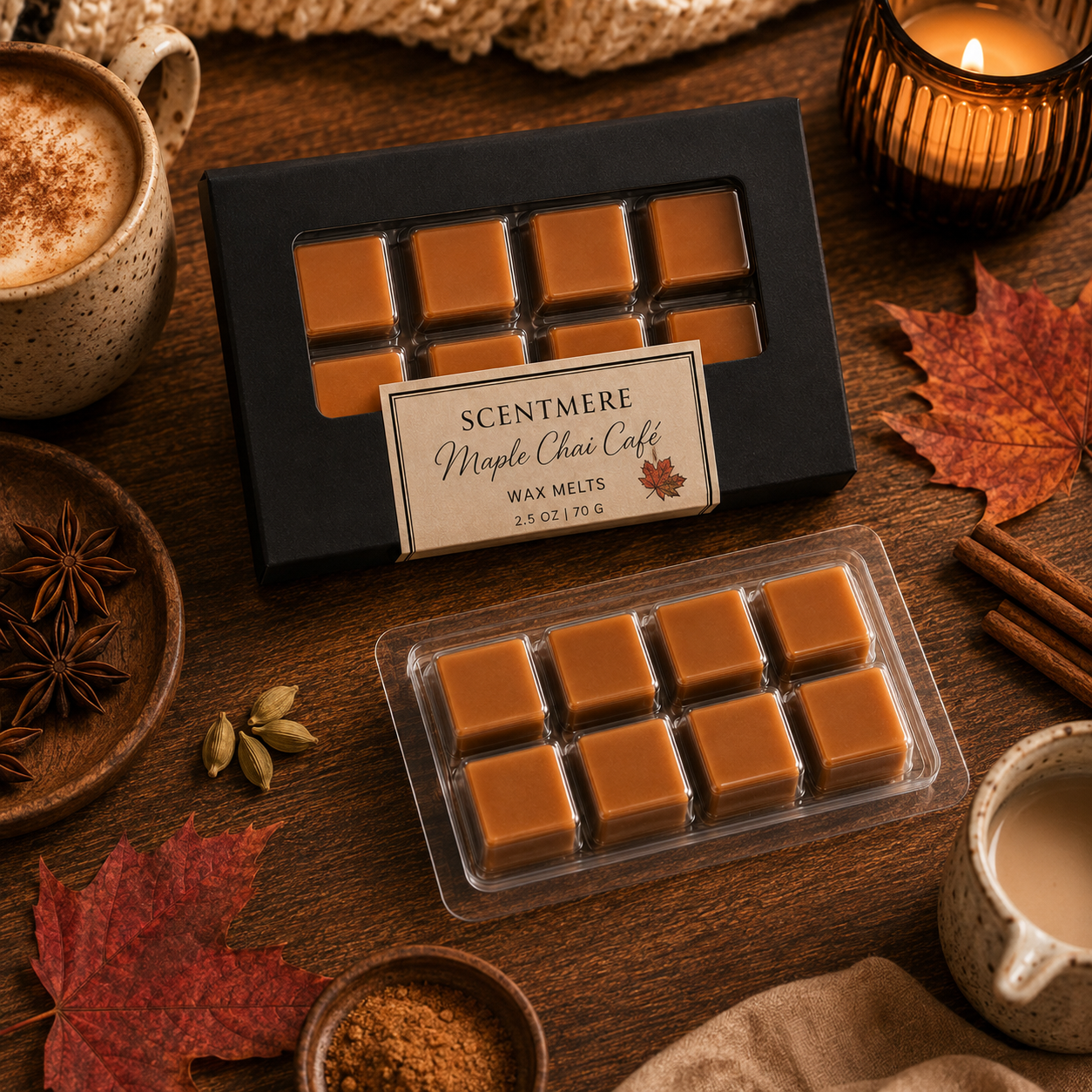 Maple Chai Café Wax Melts | Cozy Chai Luxury Wax Bar