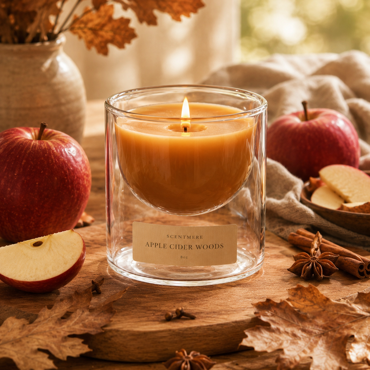 Apple Cider Woods | 8 oz Spiced Apple & Cedar Candle