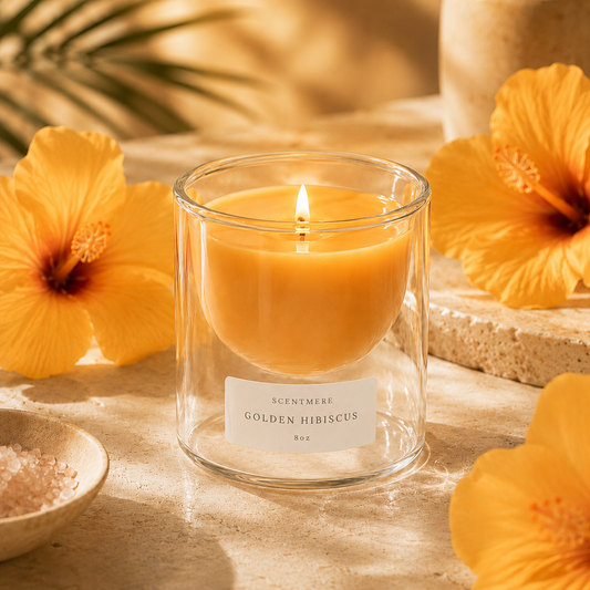 Golden Hibiscus | Tropical Flowers & Coconut Water Candle
