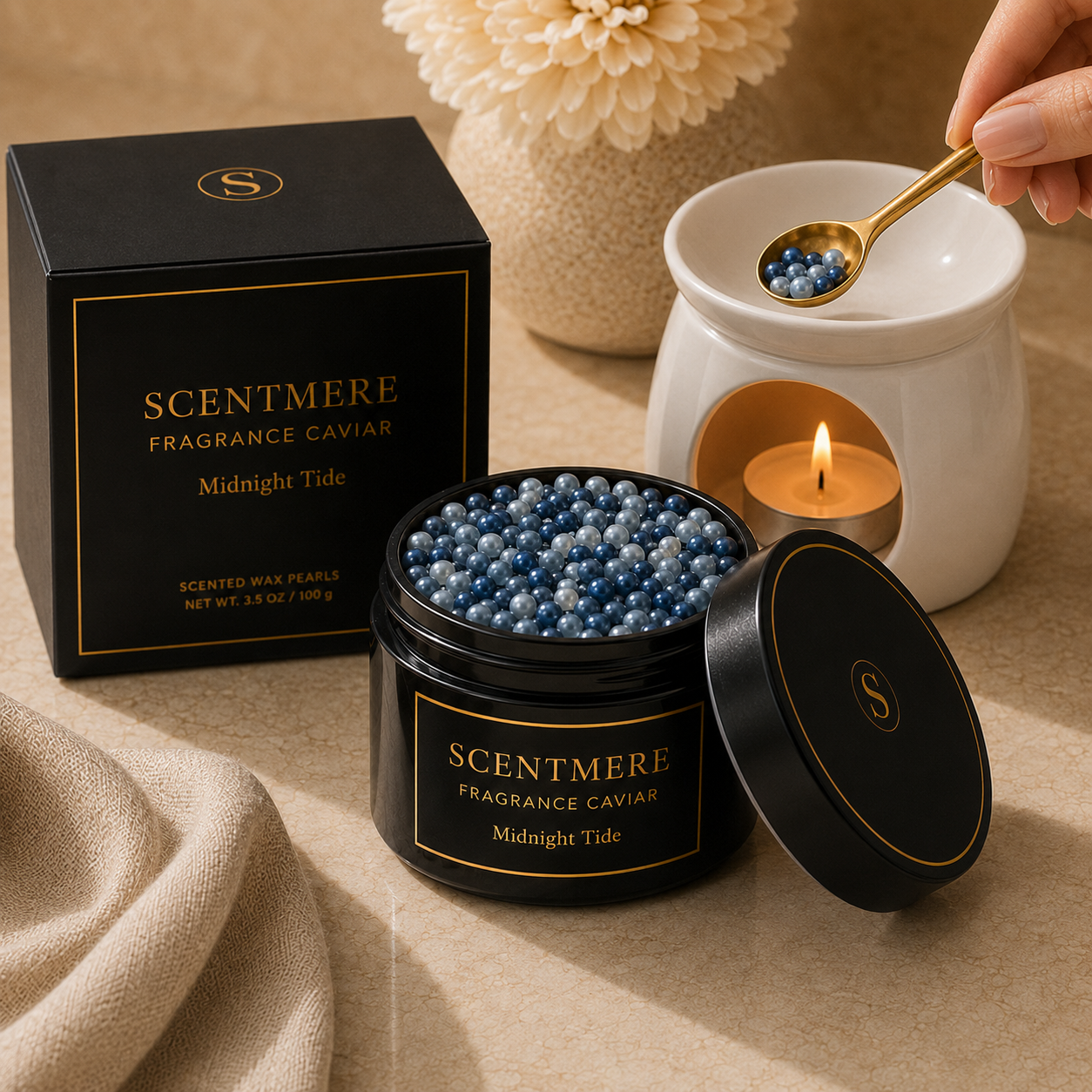 Midnight Tide Fragrance Caviar™ | Marine Air, Sea Salt, Cedarwood & Dark Musk