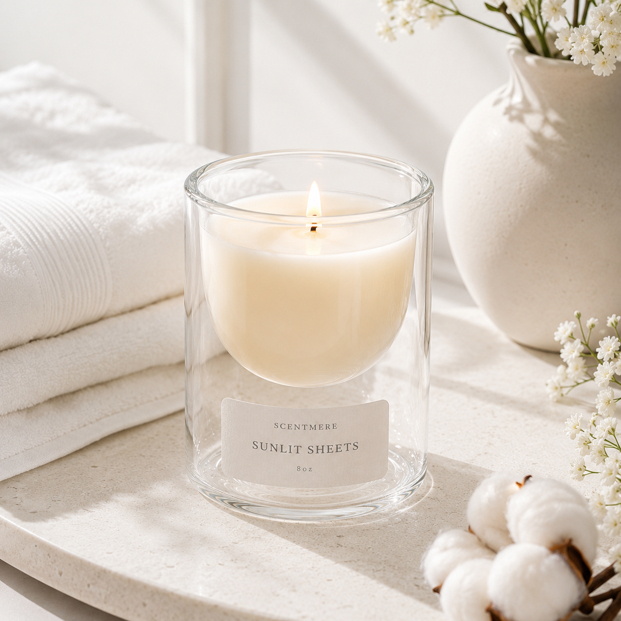 Sunlit Sheets | Fresh Linen, Citrus & Soft Musk Candle