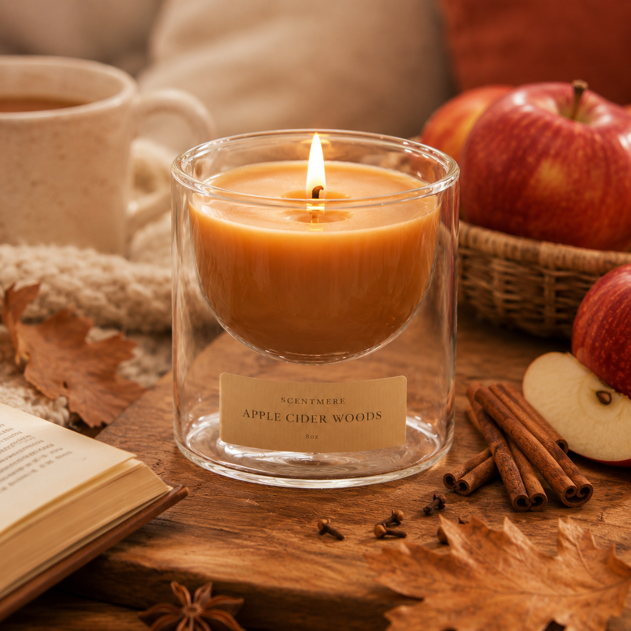 Apple Cider Woods | 8 oz Spiced Apple & Cedar Candle