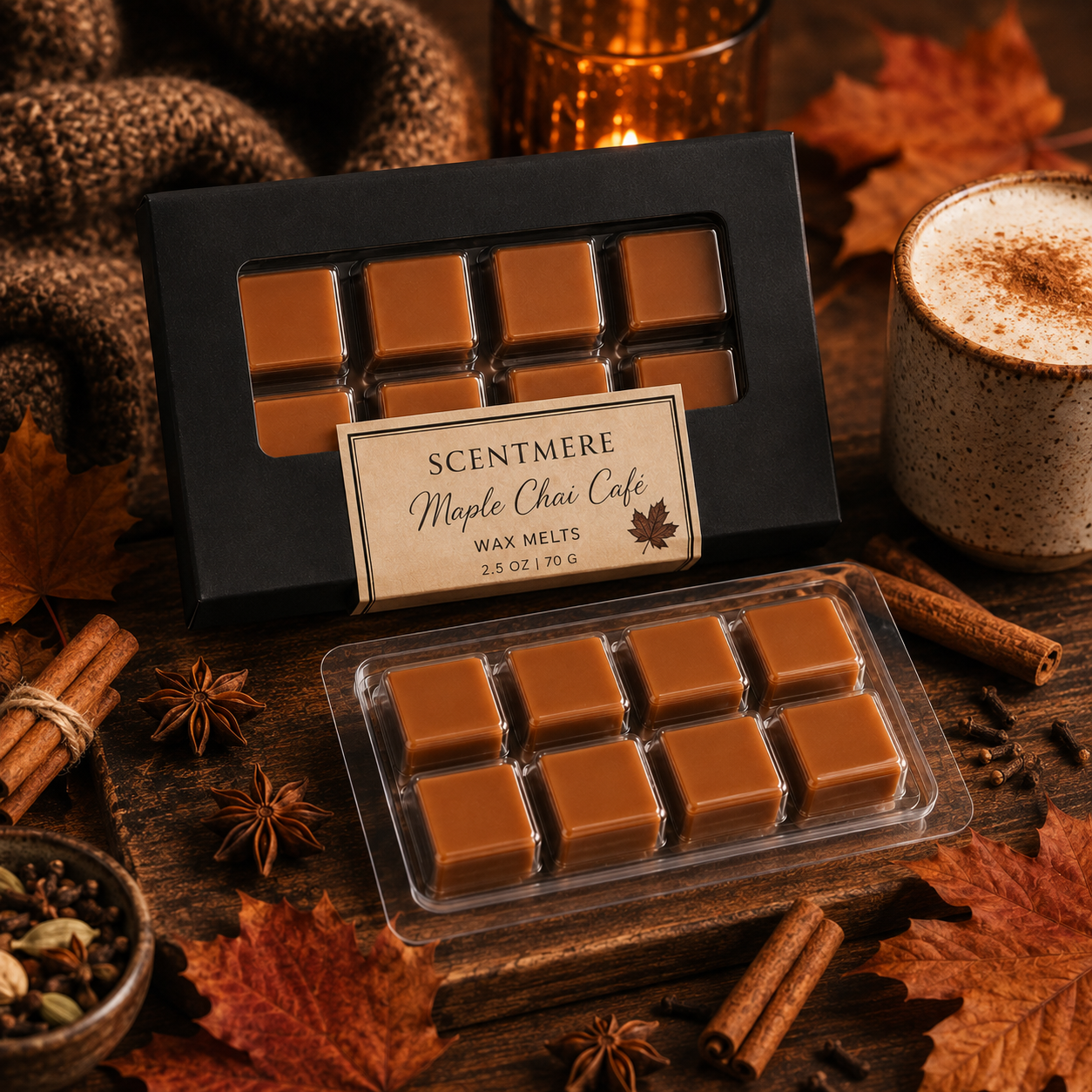 Maple Chai Café Wax Melts | Cozy Chai Luxury Wax Bar