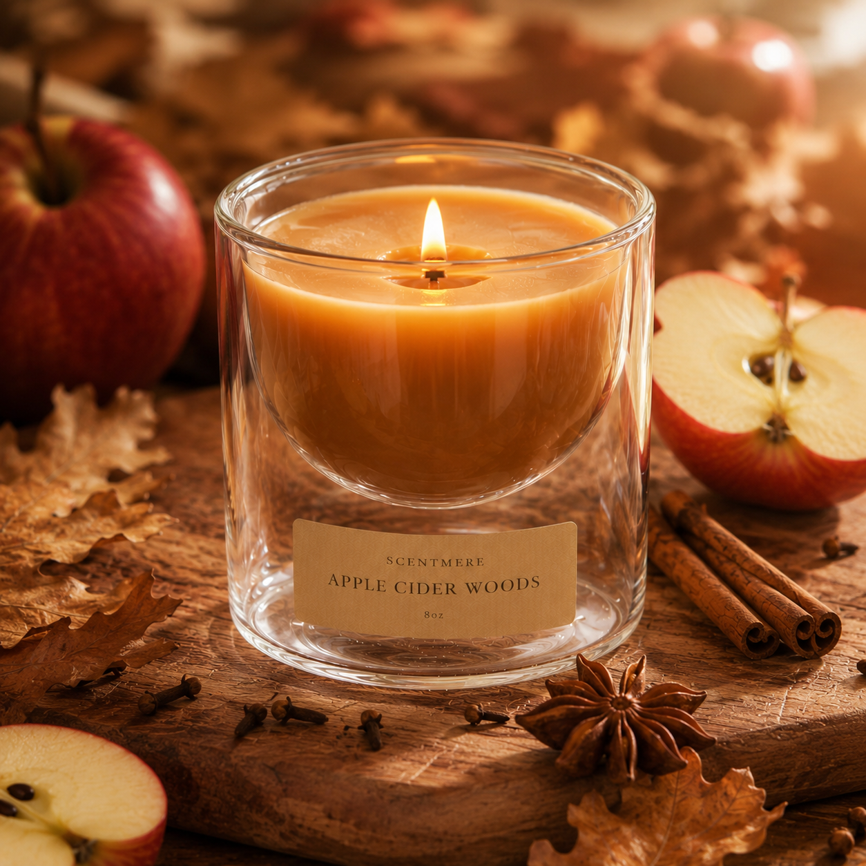 Apple Cider Woods | 8 oz Spiced Apple & Cedar Candle