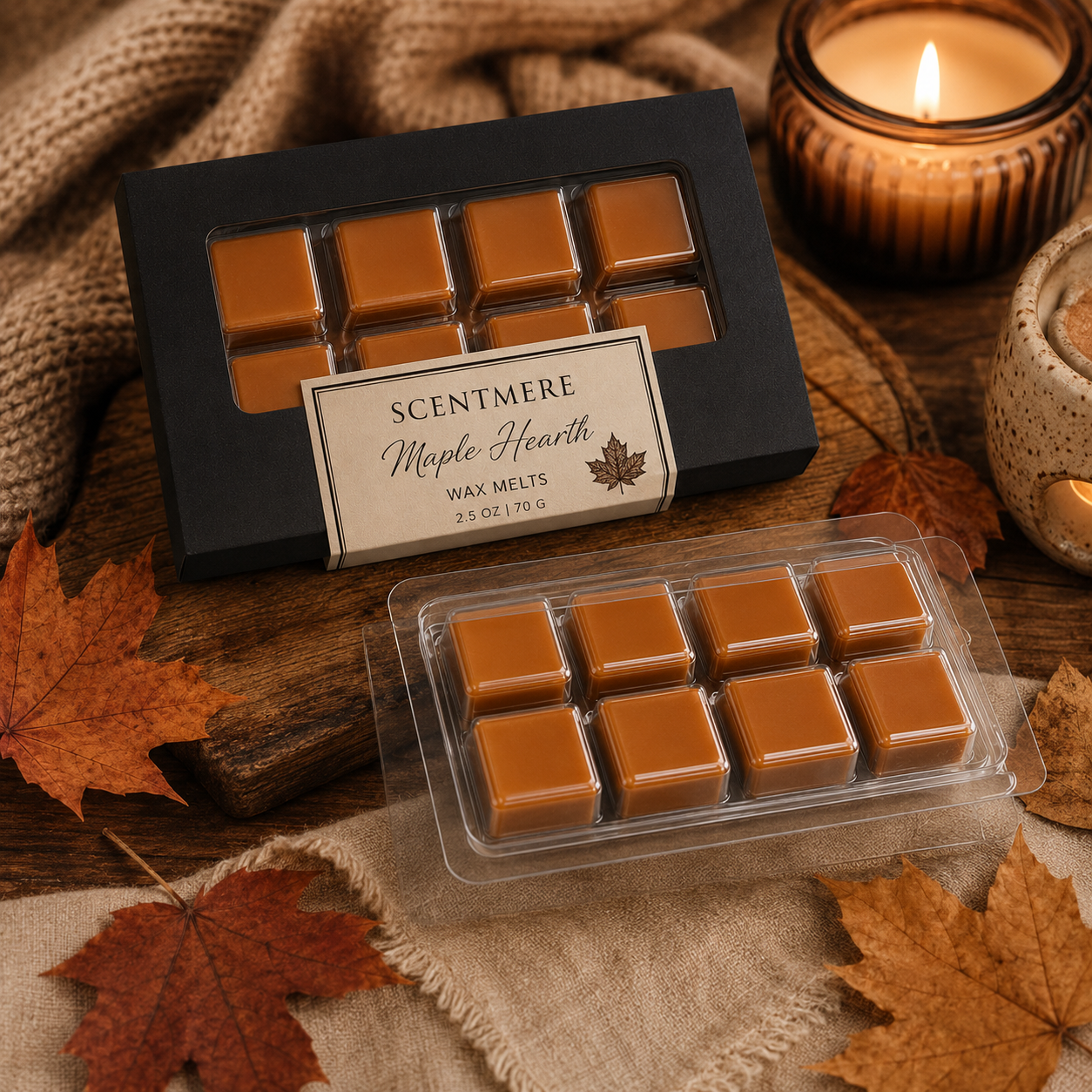 Maple Hearth Wax Melts | Cozy Maple Luxury Wax Bar