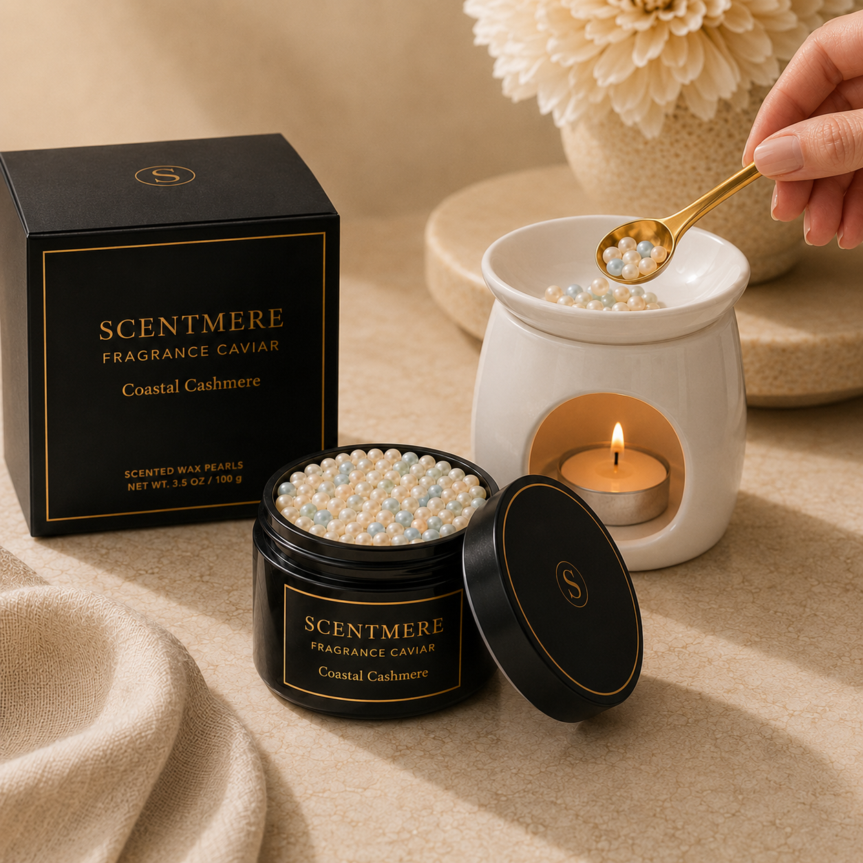 Coastal Cashmere Fragrance Caviar™ | Sea Salt, Bergamot, Sandalwood & Cashmere Musk