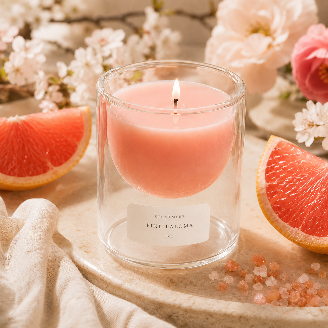 Pink Paloma | Grapefruit, Citrus & White Candle