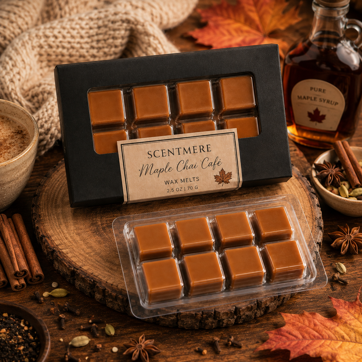Maple Chai Café Wax Melts | Cozy Chai Luxury Wax Bar