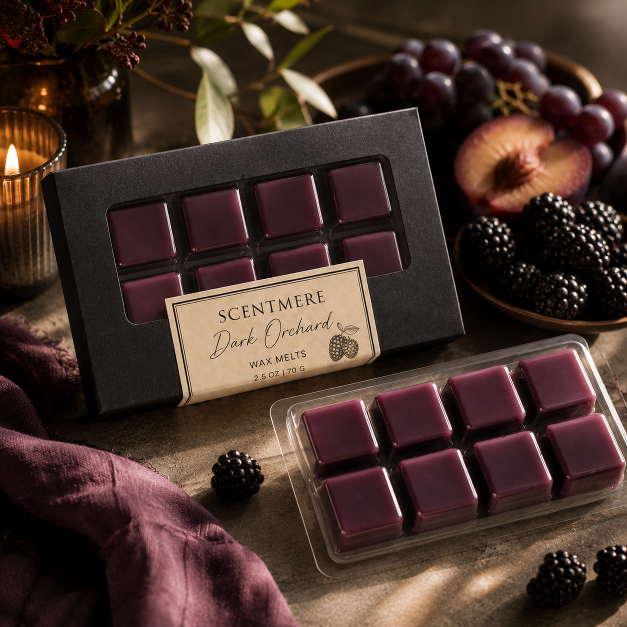 Dark Orchard Wax Melts | Moody Fruity Luxury Wax Bar