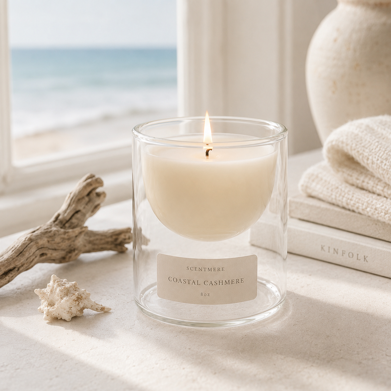 Coastal Cashmere – Linen, Sandalwood & White Tea Candle