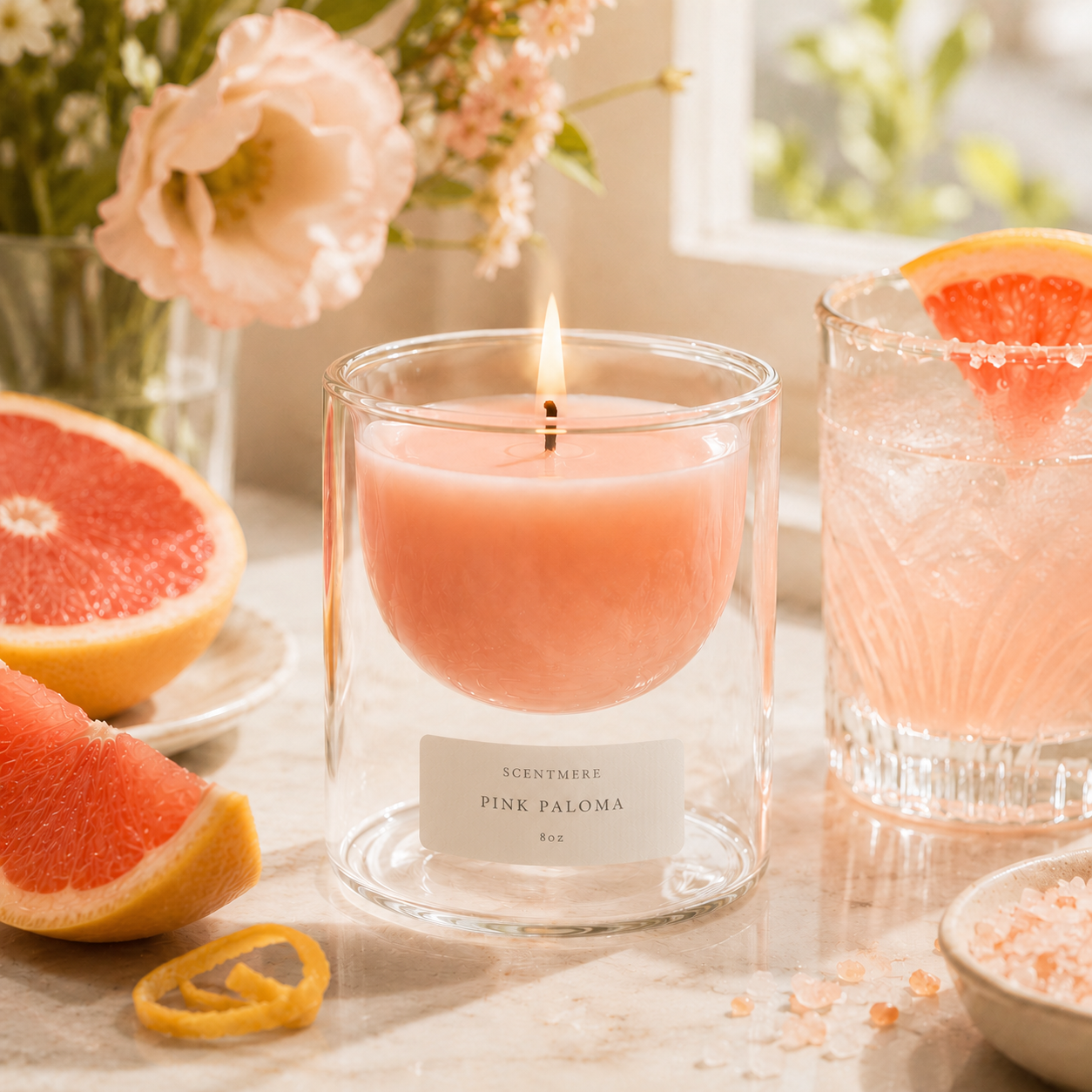 Pink Paloma | Grapefruit, Citrus & White Candle