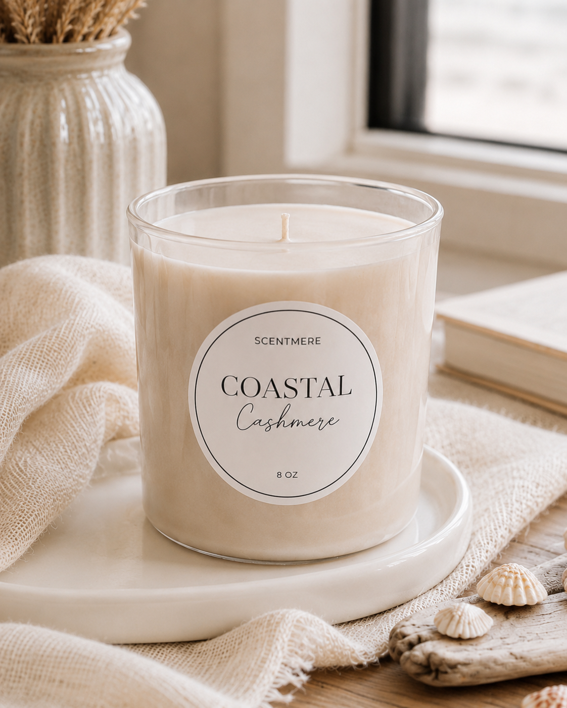 Coastal Cashmere – Linen, Sandalwood & White Tea Candle