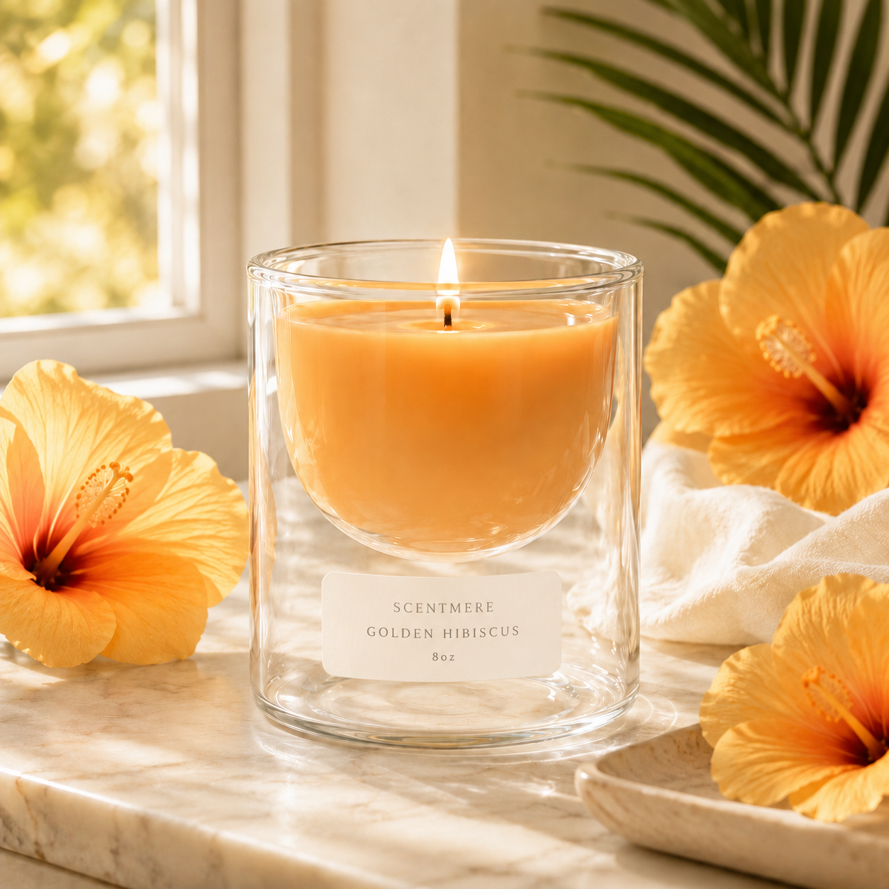 Golden Hibiscus | Tropical Flowers & Coconut Water Candle
