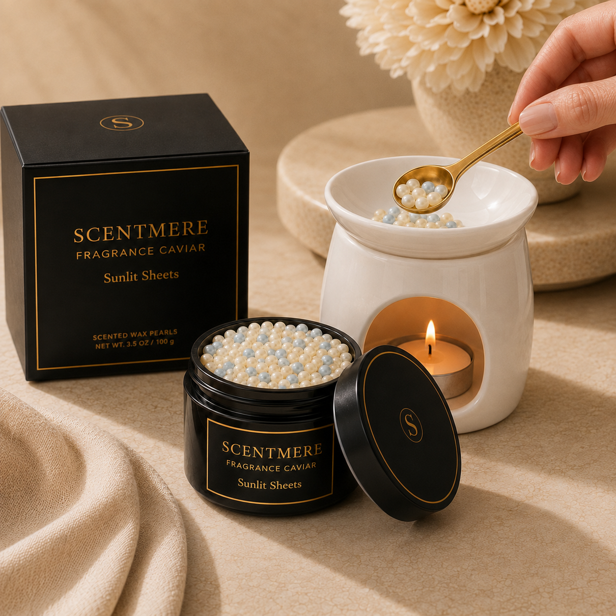 Sunlit Sheets Fragrance Caviar™ | Fresh Linen, Bergamot, White Tea & Soft Musk