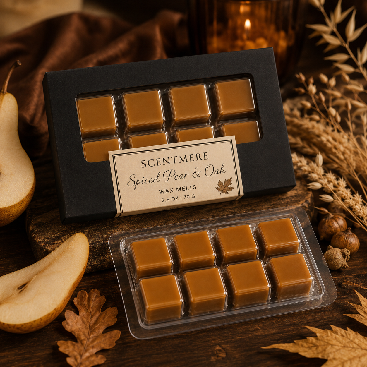 Spiced Pear & Oak Wax Melts | Fruity Woody Fall Wax Bar