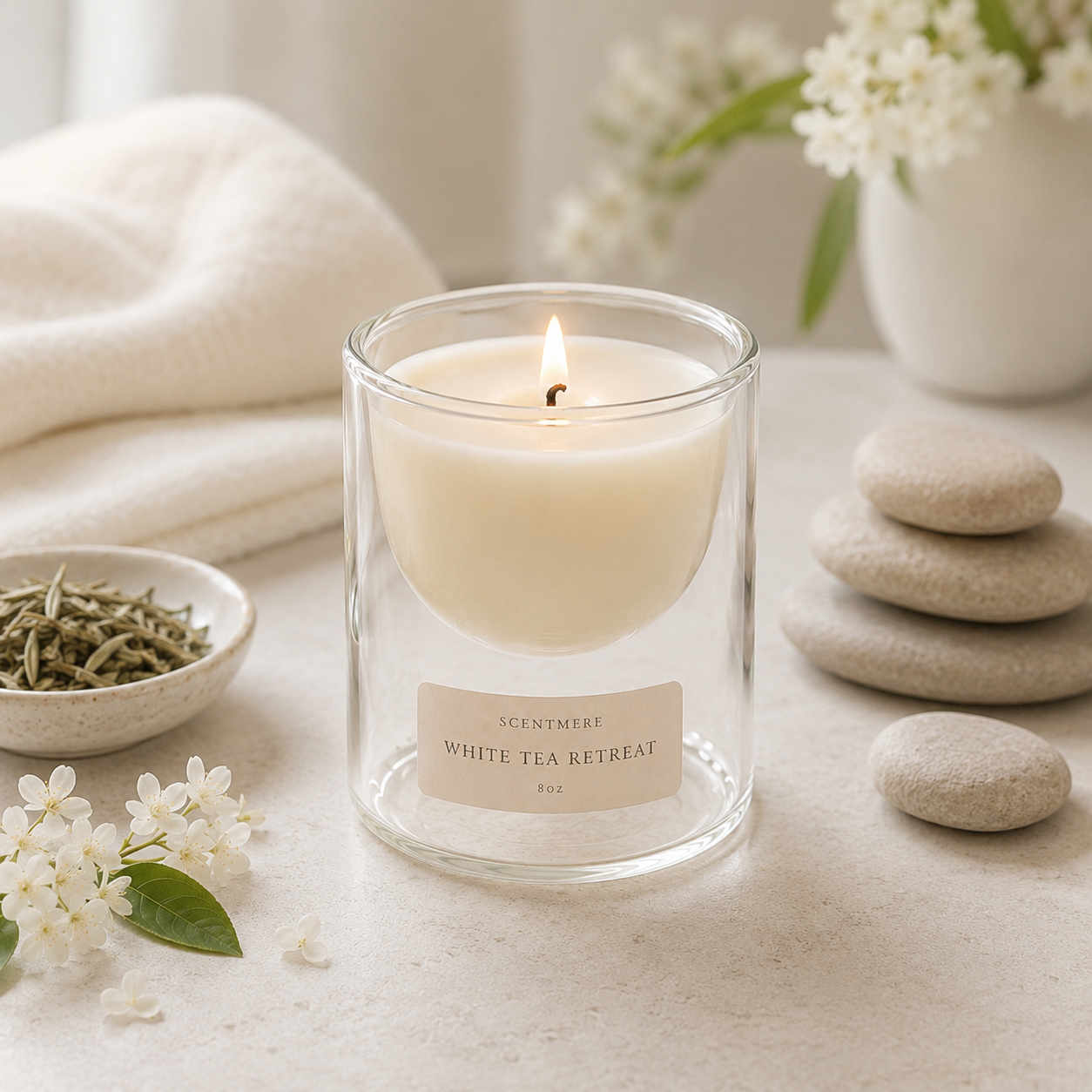 White Tea Retreat – Bergamot, Matcha & Jasmine Candle